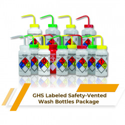 Selected Promotion Package - GHS Labeled Safety-Vented Wash Bottles