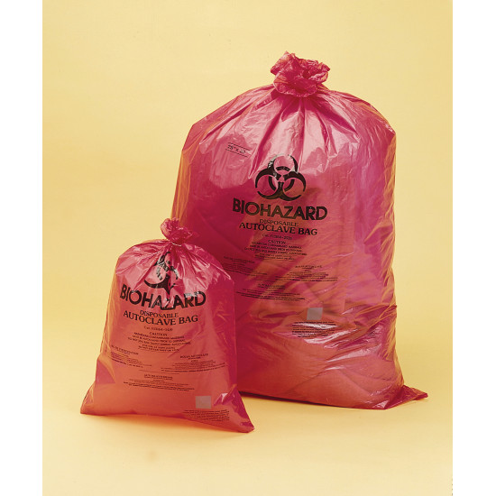 Bel-Art Red Biohazard Disposal Bags with Warning Label/Sterilization Indicator; 1.5mil Thick, 40-50 Gallon Capacity, Polypropylene (Pack of 100) Bel-Art Red Biohazard Disposal Bags with Warning Label/Sterilization Indicator; 1.5mil Thick, 40-50 Gallon Capacity, Polypropylene (Pack of 100)