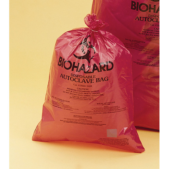 Bel-Art Super Strength Red Biohazard Disposal Bags with Warning Label/Sterilization Indicator; 2.0mil Thick, 2-4 Gallon Capacity, Polypropylene (Pack of 200) Bel-Art Super Strength Red Biohazard Disposal Bags with Warning Label/Sterilization Indicator; 2.0mil Thick, 2-4 Gallon Capacity, Polypropylene (Pack of 200)