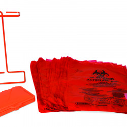 Bel-Art Poxygrid Bench-Top Biohazard Bag Holder Kit; Includes 100 Polyethylene 8¹/₂ x 11 in. Bags