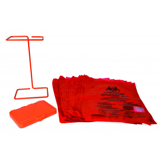 Bel-Art Poxygrid Bench-Top Biohazard Bag Holder Kit; Includes 100 Polyethylene 8¹/₂ x 11 in. Bags Bel-Art Poxygrid Bench-Top Biohazard Bag Holder Kit; Includes 100 Polyethylene 8¹/₂ x 11 in. Bags
