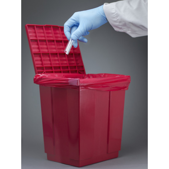 Bel-Art Polypropylene Biohazard Disposal Can with Lift-up Cover for 19W x 23 in. H Bags; 9 x 12 x 11¹/₂ in.
