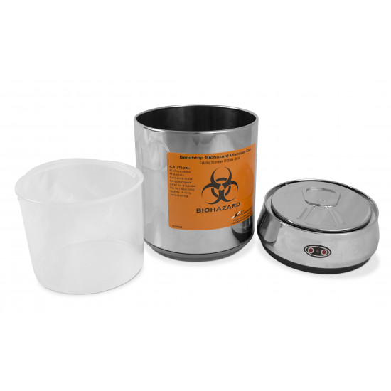 Bel-Art Benchtop Biohazard Disposal Can with Motion Sensor Lid; 1.5L Capacity, Stainless Steel Bel-Art Benchtop Biohazard Disposal Can with Motion Sensor Lid; 1.5L Capacity, Stainless Steel