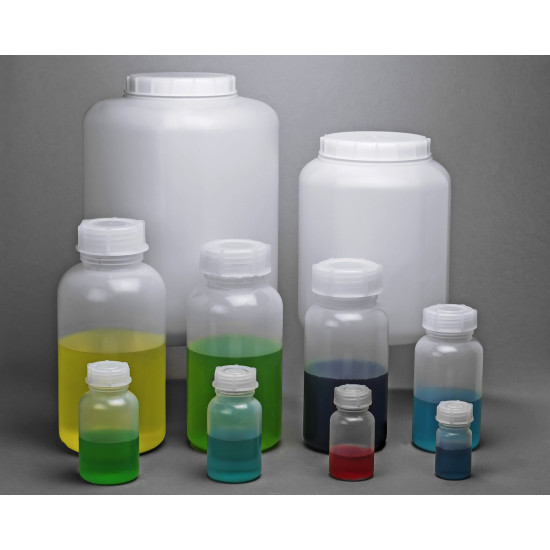 Bel-Art Wide-Mouth 50ml Polyethylene Bottles – Heavy Duty Closure (Pack of 12)