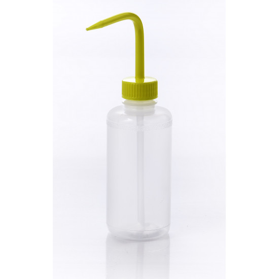 Bel-Art Narrow-Mouth 250ml (8oz) Polyethylene Wash Bottles; Yellow Polypropylene Cap, 28mm Closure (Pack of 6)