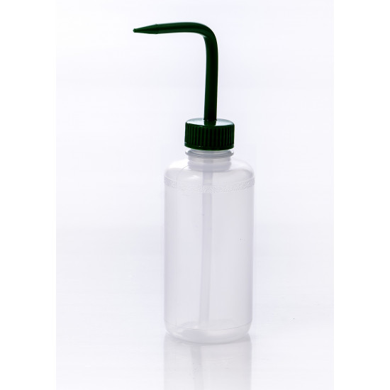 Bel-Art Narrow-Mouth 250ml (8oz) Polyethylene Wash Bottles; Green Polypropylene Cap, 28mm Closure (Pack of 6)