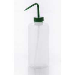 Bel-Art Narrow-Mouth 1000ml (32oz) Polyethylene Wash Bottles; Green Polypropylene Cap, 38mm Closure (Pack of 4)