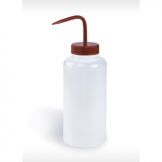 Bel-Art Wide-Mouth 1000ml (32oz) Polyethylene Wash Bottles; Red Polypropylene Cap, 53mm Closure (Pack of 4)
