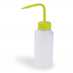 Bel-Art Wide-Mouth 250ml (8oz) Polyethylene Wash Bottles; Yellow Polypropylene Cap, 38mm Closure (Pack of 6)