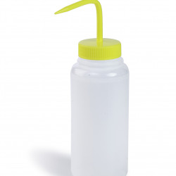 Bel-Art Wide-Mouth 500ml (16oz) Polyethylene Wash Bottles; Yellow Polypropylene Cap, 53mm Closure (Pack of 6)