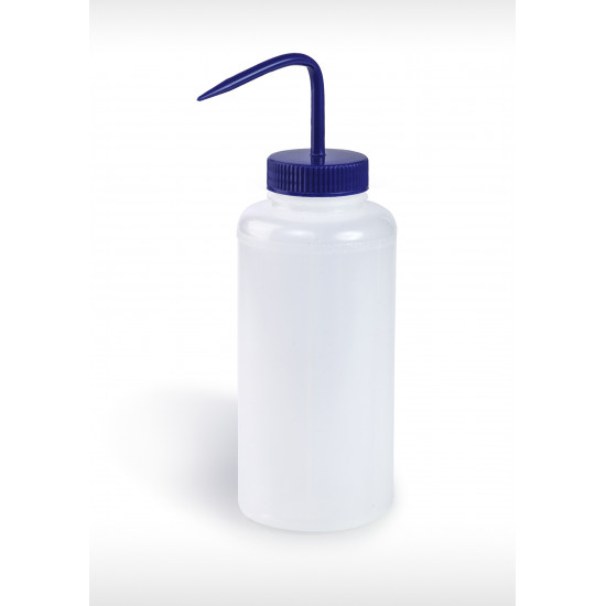 Bel-Art Wide-Mouth 1000ml (32oz) Polyethylene Wash Bottles; Blue Polypropylene Cap, 53mm Closure (Pack of 4)