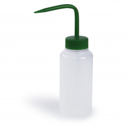 Bel-Art Wide-Mouth 250ml (8oz) Polyethylene Wash Bottles; Green Polypropylene Cap, 38mm Closure (Pack of 6)