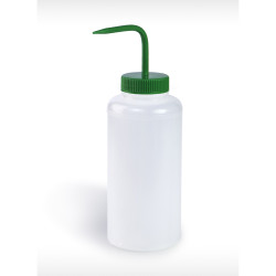 Bel-Art Wide-Mouth 1000ml (32oz) Polyethylene Wash Bottles; Green Polypropylene Cap, 53mm Closure (Pack of 4)