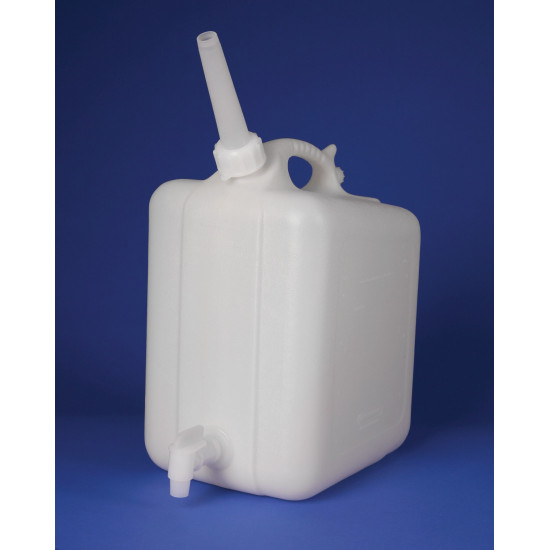 Bel-Art Polyethylene Jerrican with Spigot; 10 Liters (2.5 Gallons), Screw Cap, ¾ in. I.D. Spout