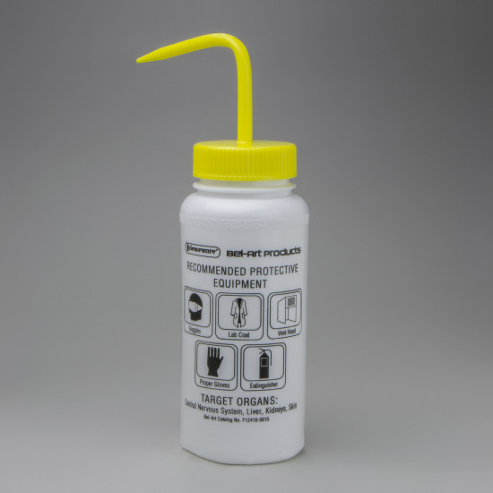 Bel-Art GHS Labeled Safety-Vented Sodium Hypochlorite (Bleach) Wash Bottles; 500ml (16oz), Polyethylene w/Yellow Polypropylene Cap (Pack of 4) Bel-Art GHS Labeled Safety-Vented Sodium Hypochlorite (Bleach) Wash Bottles; 500ml (16oz), Polyethylene w/Yellow Polypropylene Cap (Pack of 4)