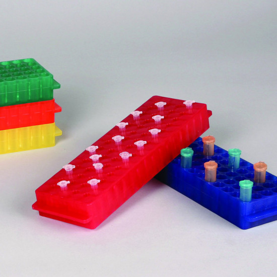 Bel-Art Reversible PCR and Microcentrifuge Tube Rack; For 0.2ml or 1.5-2.0ml Tubes, 80 Places, Assorted Colors (Pack of 5) Bel-Art Reversible PCR and Microcentrifuge Tube Rack; For 0.2ml or 1.5-2.0ml Tubes, 80 Places, Assorted Colors (Pack of 5)