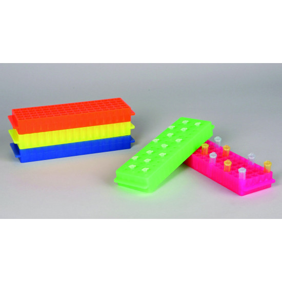 Bel-Art Reversible PCR and Microcentrifuge Tube Rack; For 0.2ml or 1.5-2.0ml Tubes, 80 Places, Assorted Colors (Pack of 5) Bel-Art Reversible PCR and Microcentrifuge Tube Rack; For 0.2ml or 1.5-2.0ml Tubes, 80 Places, Assorted Colors (Pack of 5)