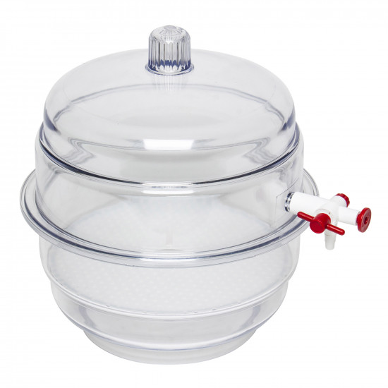Bel-Art "SPACE SAVER" Polycarbonate Vacuum Desiccator with Clear Polycarbonate Bottom; 0.20 cu. ft.