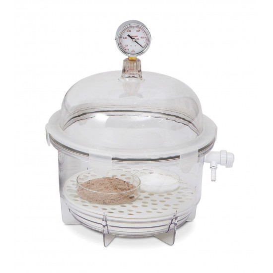 Bel-Art Lab Companion Clear Polycarbonate Round Style Vacuum Desiccator; 10 Liter Bel-Art Lab Companion Clear Polycarbonate Round Style Vacuum Desiccator; 10 Liter
