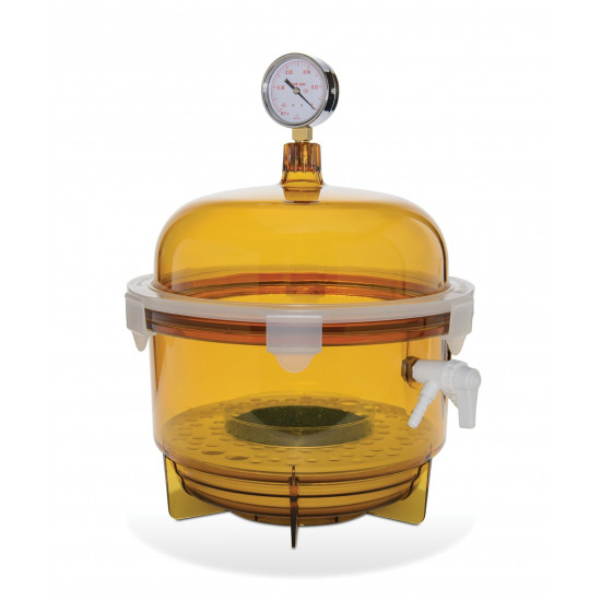 Bel-Art Lab Companion Amber Polycarbonate Round Style Vacuum Desiccator; 10 Liter Bel-Art Lab Companion Amber Polycarbonate Round Style Vacuum Desiccator; 10 Liter