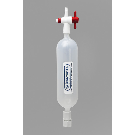 Bel-Art Polypropylene Gas Sampling Bulb with Stopcock and Septum Ends, 250cc Bel-Art Polypropylene Gas Sampling Bulb with Stopcock and Septum Ends, 250cc
