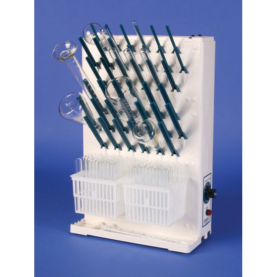 Bel-Art Lab-Aire II Polypropylene Single-Sided Electric Benchtop Glassware Dryer; 3 Tier, 230V, 16.75 x 7.5 x 22.7 in. Bel-Art Lab-Aire II Polypropylene Single-Sided Electric Benchtop Glassware Dryer; 3 Tier, 230V, 16.75 x 7.5 x 22.7 in.