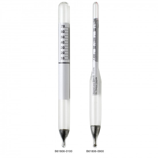 Bel-Art, H-B DURAC 0.700/2.000 Specific Gravity and 70/10 Degree and 0/70 Degree Baume Dual Scale Hydrometer for Heavy and Light Liquids