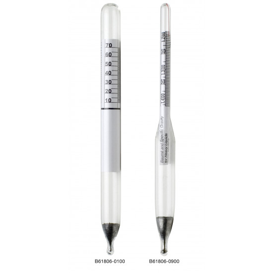 Bel-Art, H-B DURAC 1.000/1.225 Specific Gravity and 0/25 Degree Baume Dual Scale Hydrometer for Liquids Heavier Than Water