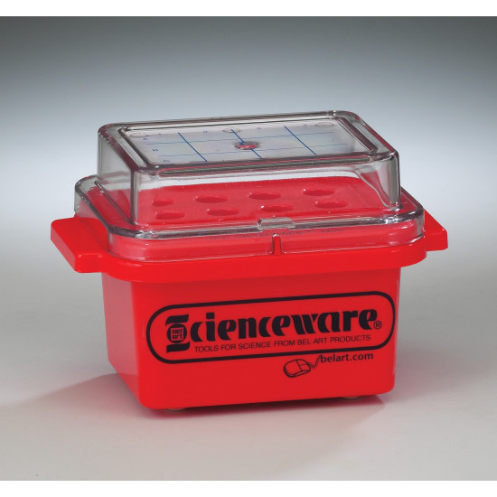 Bel-Art Cryo-Safe Mini Cooler; 0ºC, For 0.5 or 1.5ml Tubes, 12 Places, Plastic, 5¾ x 4 x 3¾ in. Bel-Art Cryo-Safe Mini Cooler; 0ºC, For 0.5 or 1.5ml Tubes, 12 Places, Plastic, 5¾ x 4 x 3¾ in.