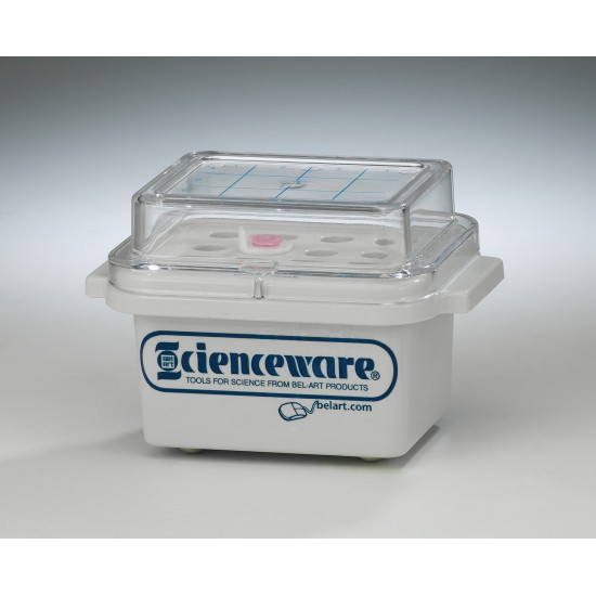 Bel-Art Cryo-Safe Mini Quick-Freeze Cooler; For 0.5 or 1.5ml Tubes; 12 Places, Plastic, 5¾ x 4 x 3¾ in. Bel-Art Cryo-Safe Mini Quick-Freeze Cooler; For 0.5 or 1.5ml Tubes; 12 Places, Plastic, 5¾ x 4 x 3¾ in.