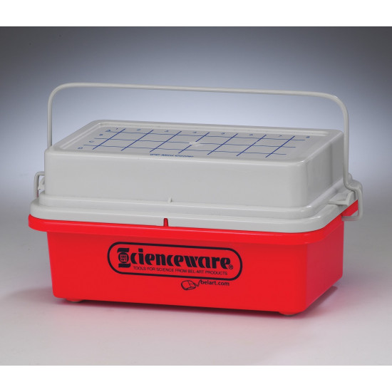 Bel-Art Cryo-Safe Maxi Cooler; 0ºC, For 0.5 or 1.5ml Tubes, 32 Places, Plastic, 9½ x 6³⁄₁₆ x 5¾ in. Bel-Art Cryo-Safe Maxi Cooler; 0ºC, For 0.5 or 1.5ml Tubes, 32 Places, Plastic, 9½ x 6³⁄₁₆ x 5¾ in.