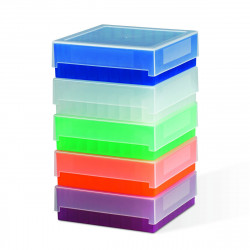 Bel-Art 81-Place Plastic Freezer Storage Boxes; Orange (Pack of 5)