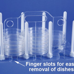 Bel-Art TPX 100mm Petri Dish Rack; 13½ x 8 x 9¼ in., 54 Places, Plastic 