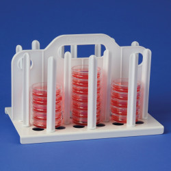 Bel-Art ProCulture 60mm Petri Dish Rack; 10½ x 6¾ x 6¾ in., 54 Places, Plastic