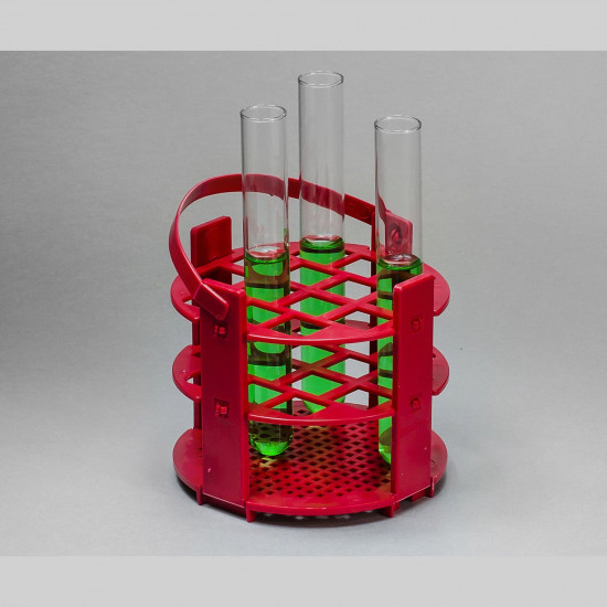 Bel-Art No-Wire Round Test Tube Rack; For 13-16mm Tubes, 14 Places, Red