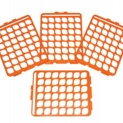 Bel-Art Switch-Grid Test Tube Rack Grids; For 10-13mm Tubes, Orange (Pack of 4)