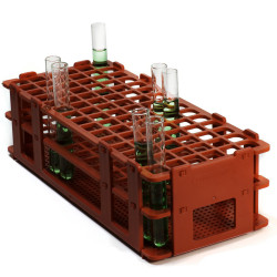 Bel-Art No-Wire Test Tube Rack; For 10-13mm Tubes, 90 Places, Red
