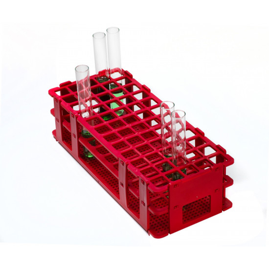 Bel-Art No-Wire Test Tube Rack; For 13-16mm Tubes, 60 Places, Red Bel-Art No-Wire Test Tube Rack; For 13-16mm Tubes, 60 Places, Red