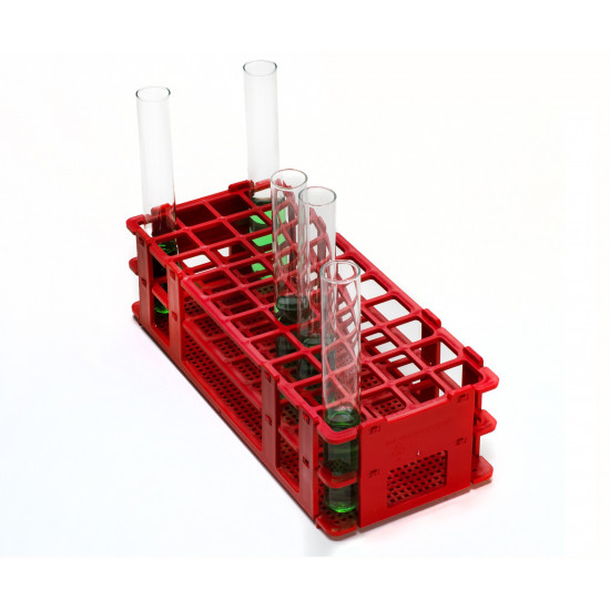 Bel-Art No-Wire Test Tube Rack; For 16-20mm Tubes, 40 Places, Red Bel-Art No-Wire Test Tube Rack; For 16-20mm Tubes, 40 Places, Red