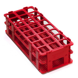 Bel-Art No-Wire Test Tube Rack; For 20-25mm Tubes, 24 Places, Red