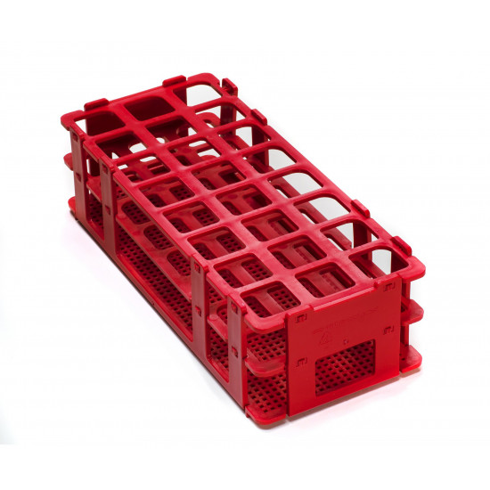 Bel-Art No-Wire Test Tube Rack; For 20-25mm Tubes, 24 Places, Red Bel-Art No-Wire Test Tube Rack; For 20-25mm Tubes, 24 Places, Red