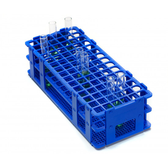 Bel-Art No-Wire Test Tube Rack; For 10-13mm Tubes, 90 Places, Blue Bel-Art No-Wire Test Tube Rack; For 10-13mm Tubes, 90 Places, Blue