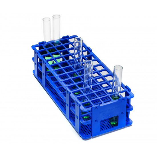 Bel-Art No-Wire Test Tube Rack; For 13-16mm Tubes, 60 Places, Blue Bel-Art No-Wire Test Tube Rack; For 13-16mm Tubes, 60 Places, Blue