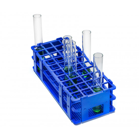 Bel-Art No-Wire Test Tube Rack; For 16-20mm Tubes, 40 Places, Blue Bel-Art No-Wire Test Tube Rack; For 16-20mm Tubes, 40 Places, Blue