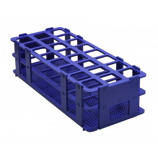 Bel-Art No-Wire Test Tube Rack; For 20-25mm Tubes, 24 Places, Blue Bel-Art No-Wire Test Tube Rack; For 20-25mm Tubes, 24 Places, Blue
