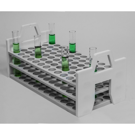 Bel-Art Stack Rack Test Tube Rack; For 10-13mm Tubes, 72 Places, Polypropylene