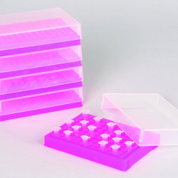 Bel-Art PCR Rack; For 0.2ml Tubes, 96 Places, Fluorescent Pink (Pack of 5)