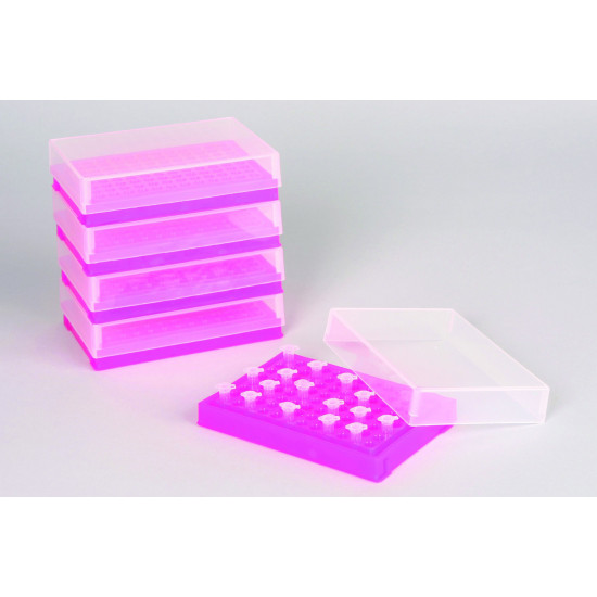 Bel-Art PCR Rack; For 0.2ml Tubes, 96 Places, Fluorescent Pink (Pack of 5)