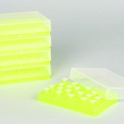 Bel-Art PCR Rack; For 0.2ml Tubes, 96 Places, Fluorescent Yellow (Pack of 5)