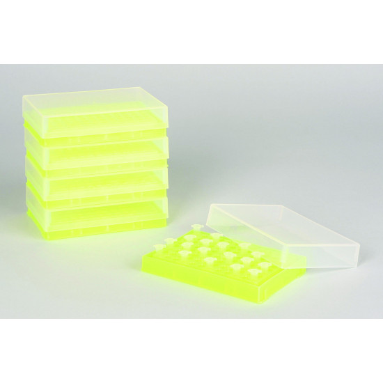 Bel-Art PCR Rack; For 0.2ml Tubes, 96 Places, Fluorescent Yellow (Pack of 5)